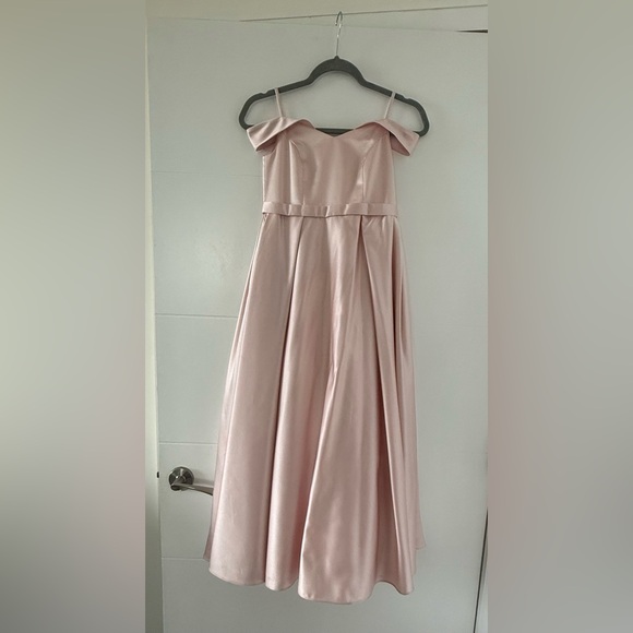 David's Bridal Other - Satin Formal off the shoulder dress for girls, Light Pink Color